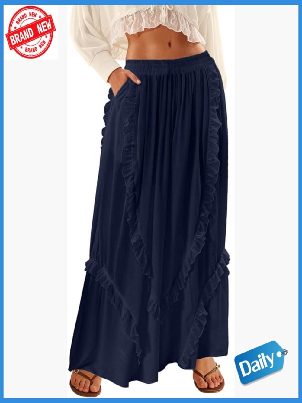 Flowy Wide Leg Palazzo Pants Loose Fit Trousers with Pockets